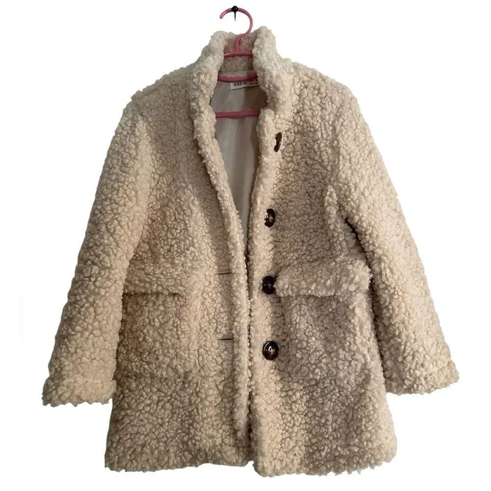 SHEIN kids Coat Sherpa beige EUC